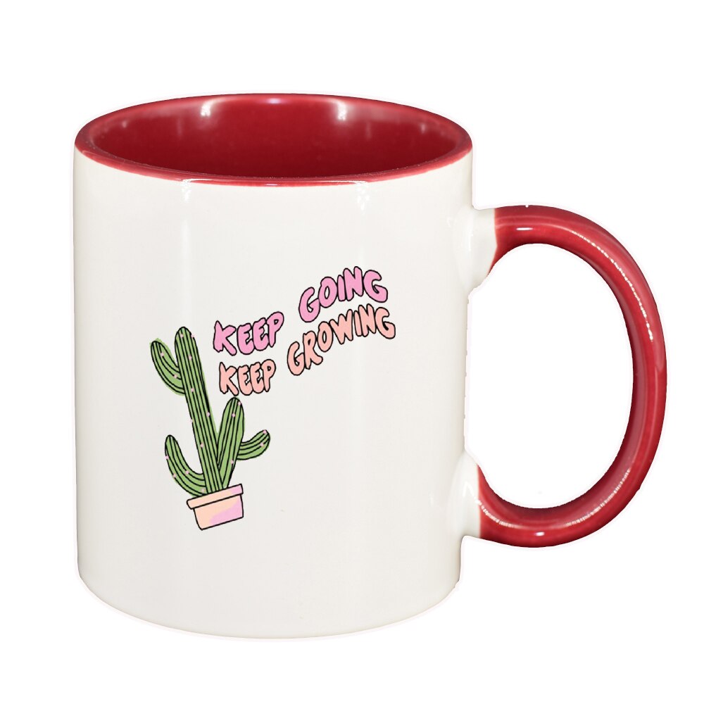 Cana cu mesaj Keep Going, interior rosu-inchis, 330ml, D1424