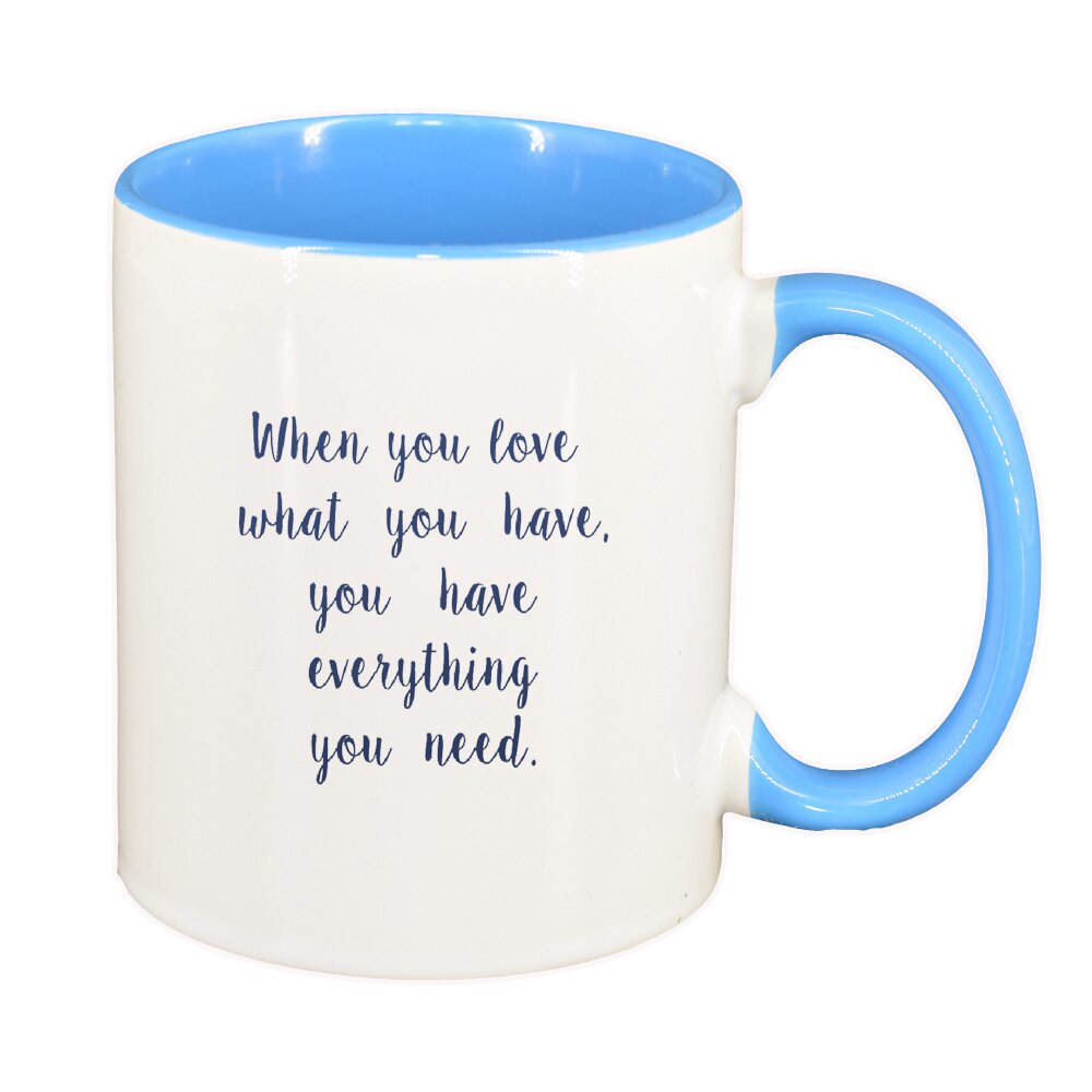 Cana cu mesaj When you Love, interior albastru, 330ml, D1420