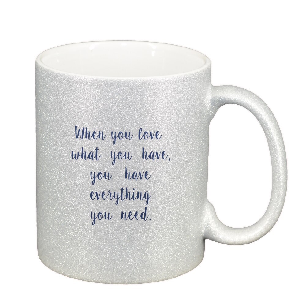 Cana cu mesaj When you Love, argintiu sidefata glitter, 330ml, D1420