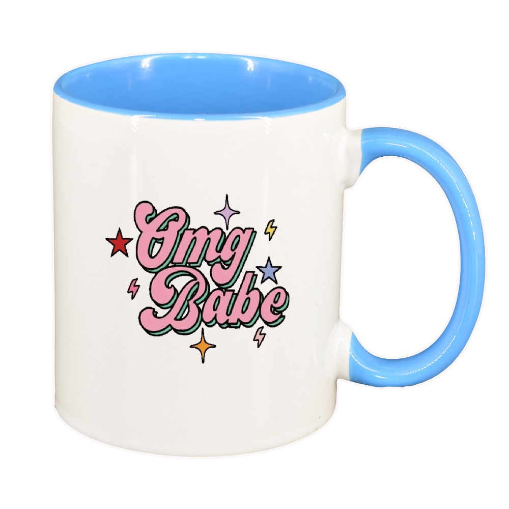 Cana cu mesaj OMG Babe, interior albastru, 330ml, D1426