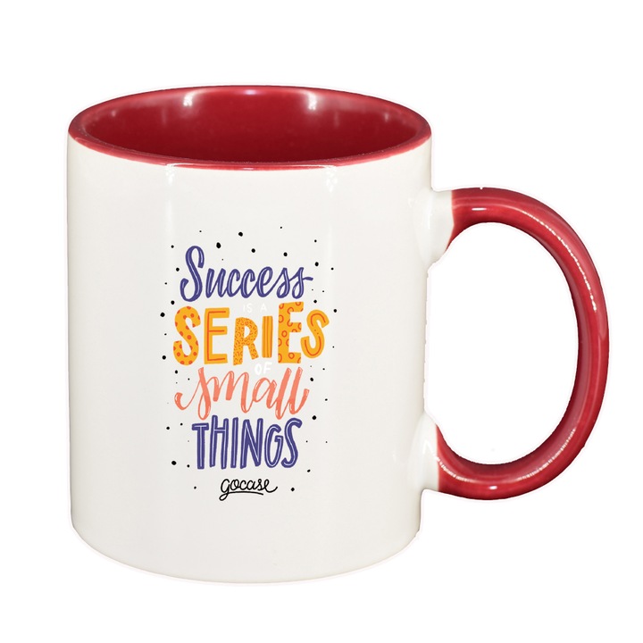 Cana cu mesaj Succes series, interior rosu-inchis, 330ml, D1425