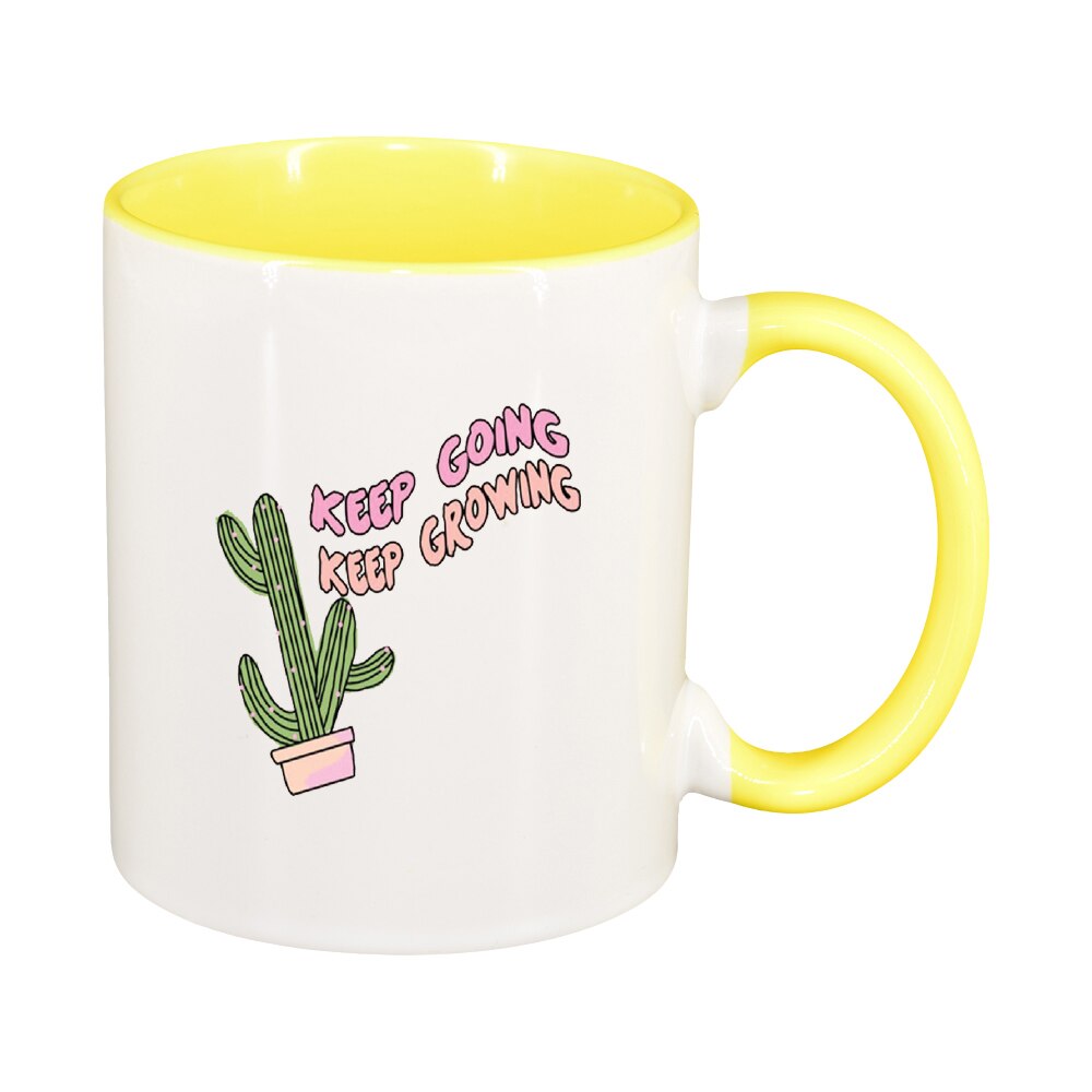 Cana cu mesaj Keep Going, interior galben, 330ml, D1424