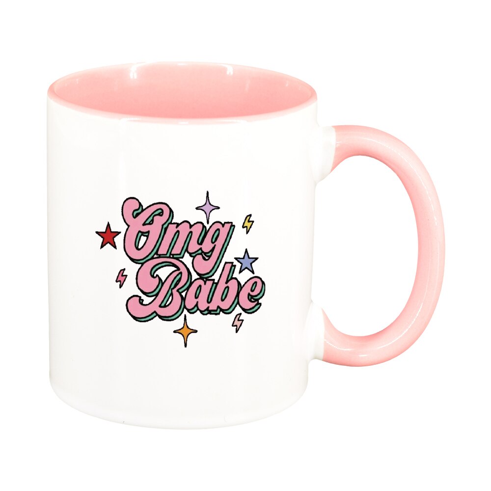 Cana cu mesaj OMG Babe, interior roz, 330ml, D1426