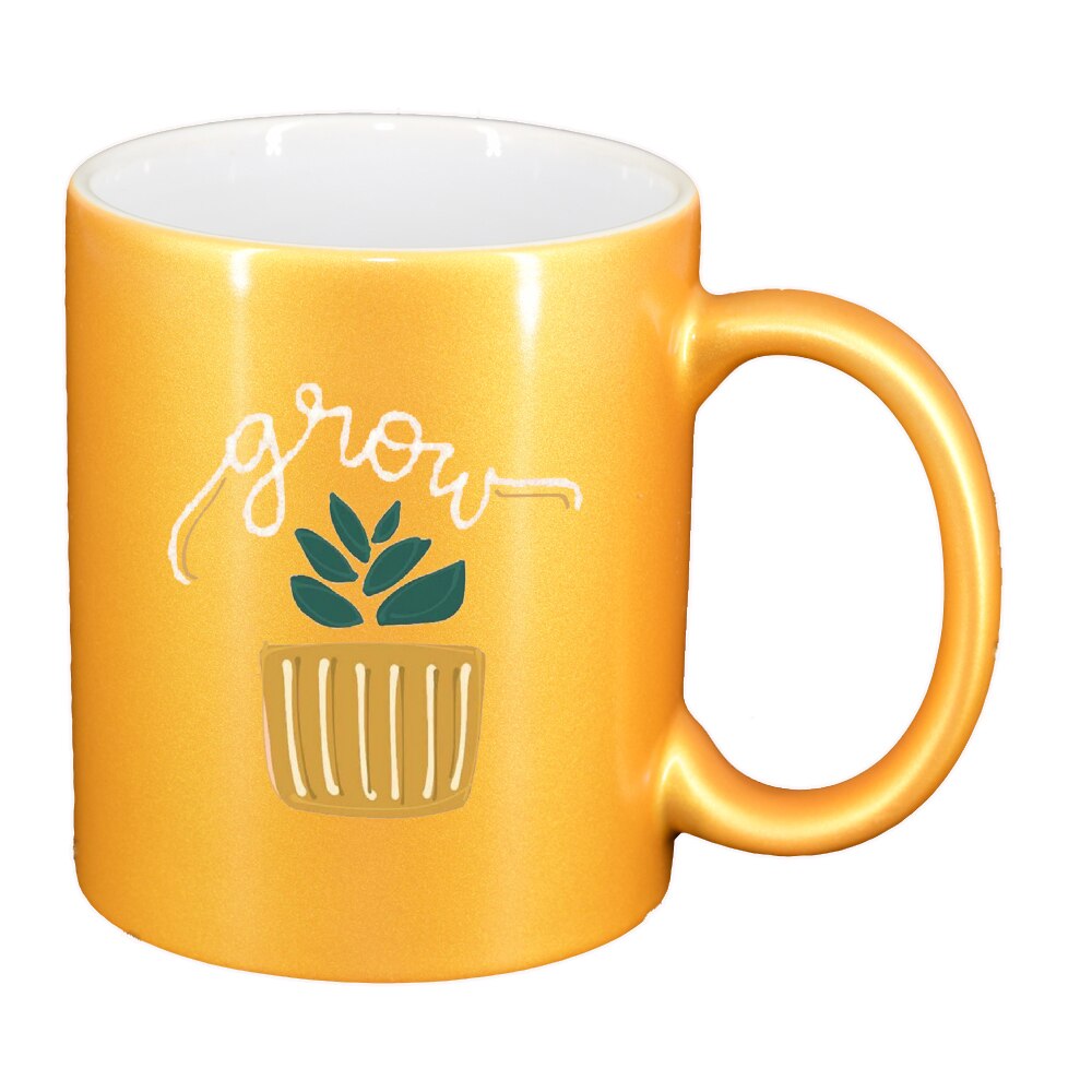 Cana cu mesaj Grow, auriu sidefata, 330ml, D1428