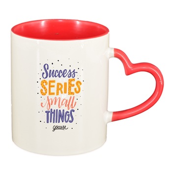 Cana cu mesaj Succes series, interior rosu, maner inima, 330ml, D1425 Cana cu mesaj Succes series, interior rosu, maner inima, 330ml, D1425