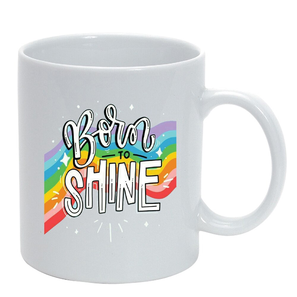 Cana cu mesaj Born to Shine, alb, 330ml, D1427