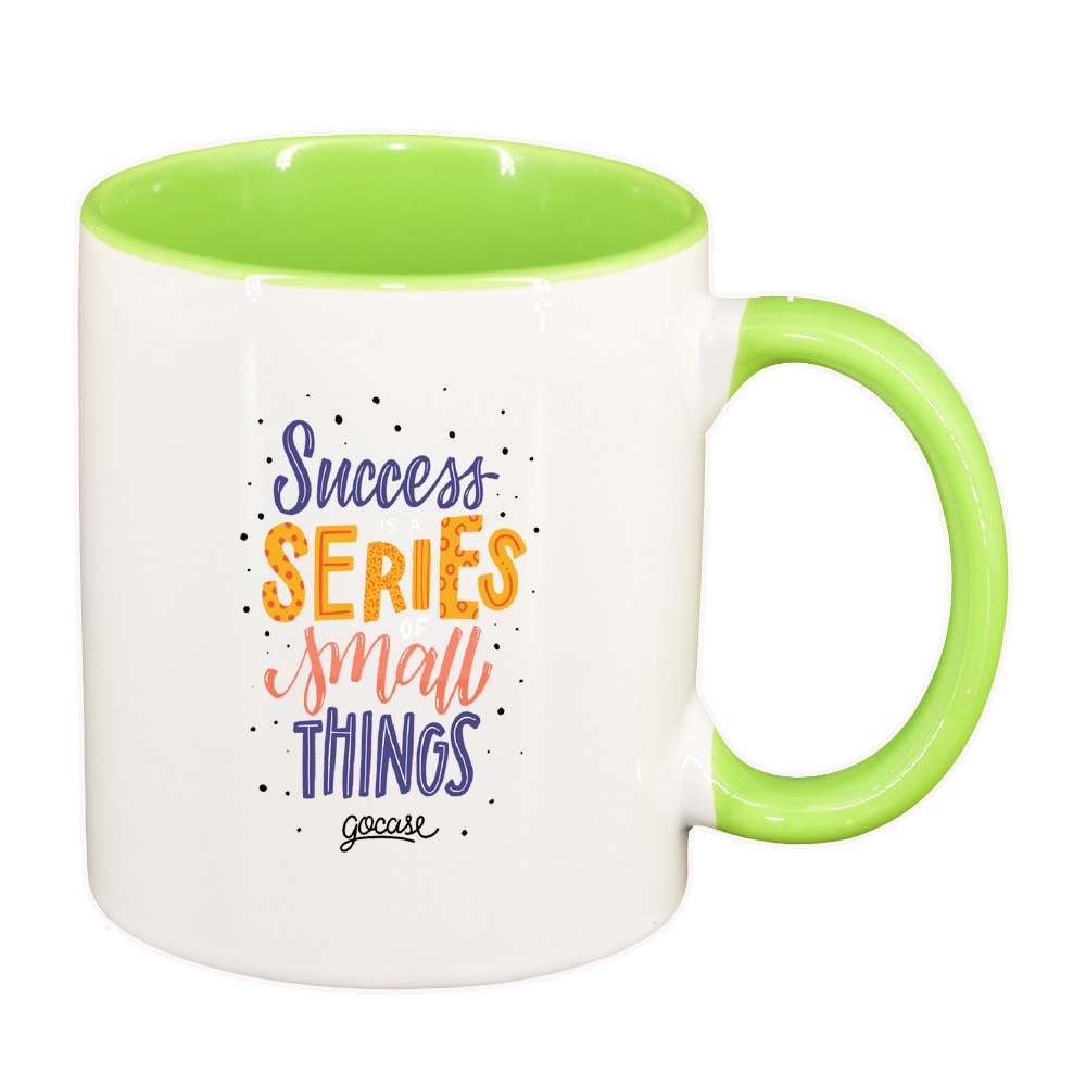 Cana cu mesaj Succes series, interior verde deschis, 330ml, D1425