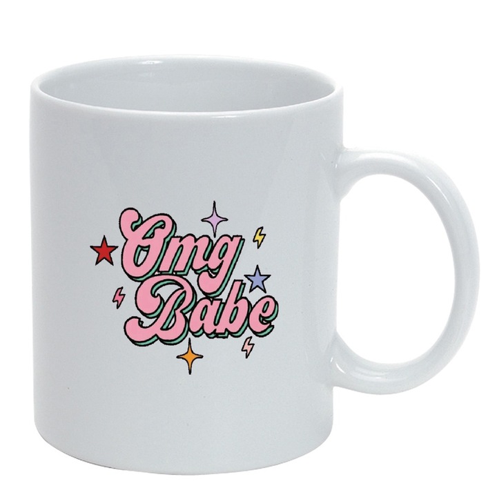 Cana cu mesaj OMG Babe, alb, 330ml, D1426