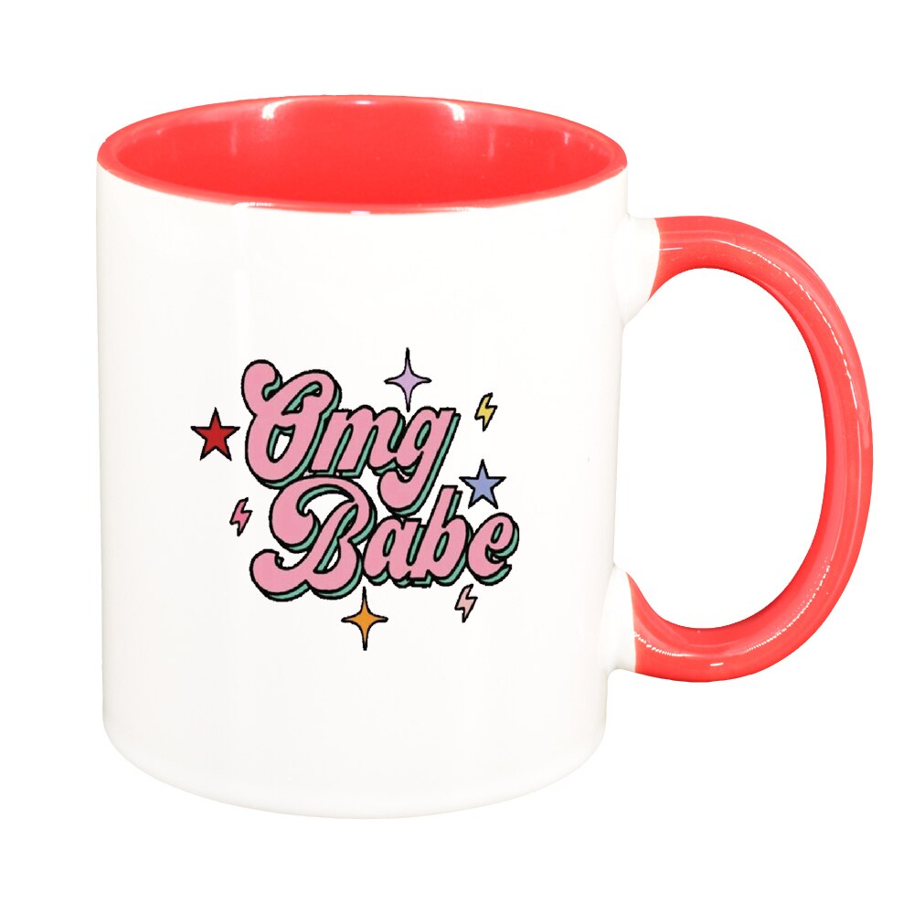 Cana cu mesaj OMG Babe, interior rosu, 330ml, D1426