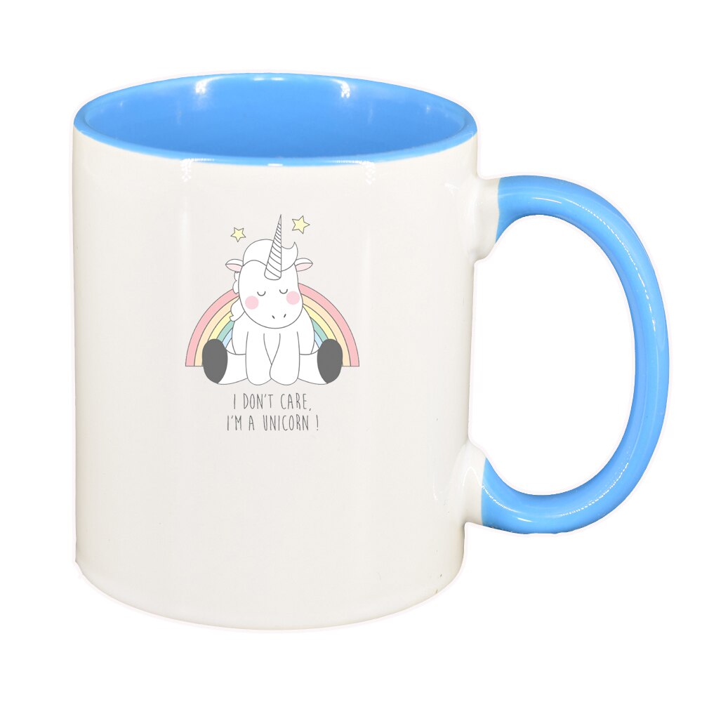 Cana I Don't Care - Unicorn, interior albastru, 330ml, D1430