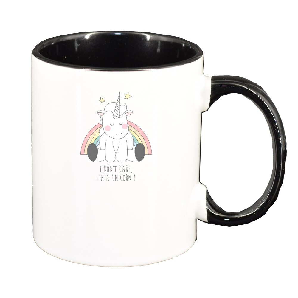 Cana I Don't Care - Unicorn, interior negru, 330ml, D1430