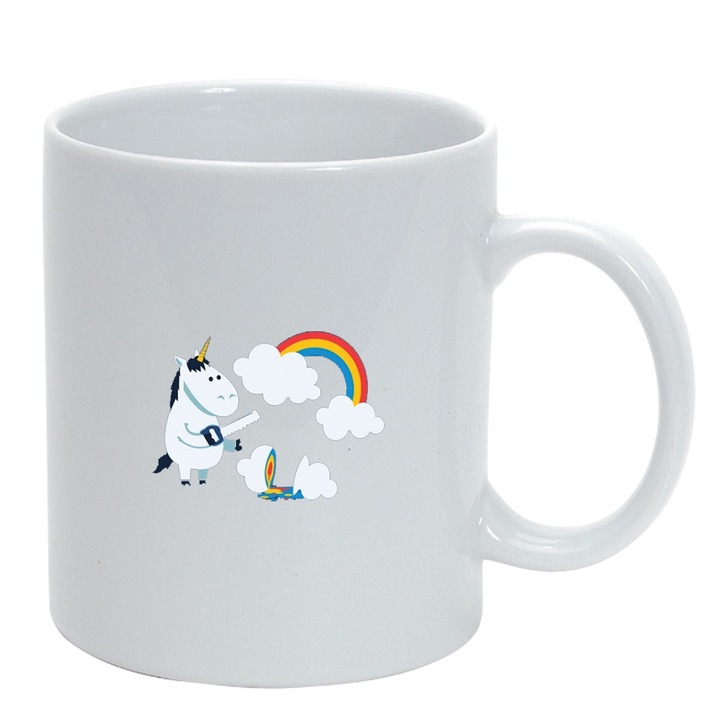 Unikornis bögre - Rainbow, fehér, 330ml, D1432