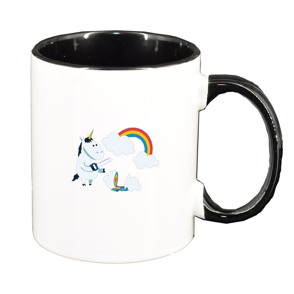 Cana Unicorn - Rainbow, interior negru, 330ml, D1432