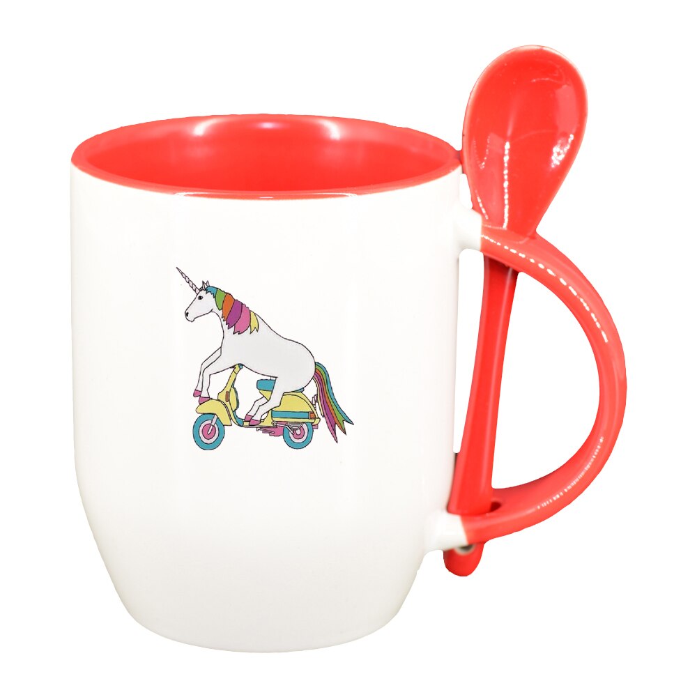Cana Unicorn - Vespa cu lingurita, interior rosu, 330ml, D1433