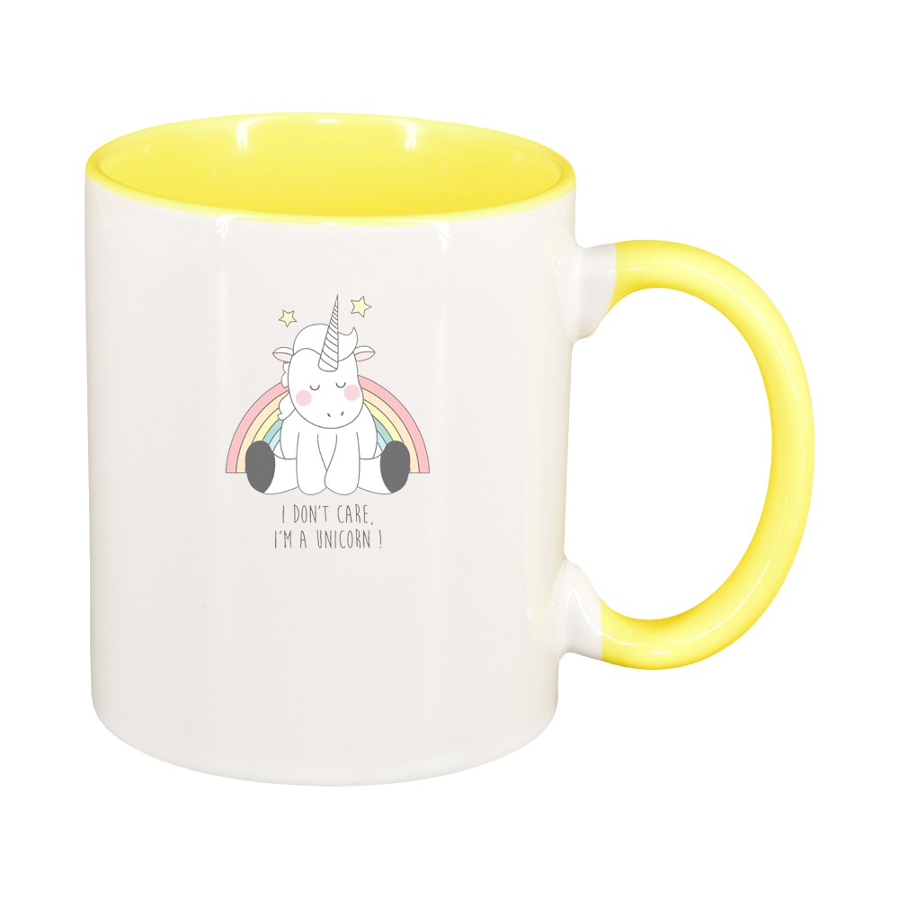 Cana I Don't Care - Unicorn, interior galben, 330ml, D1430