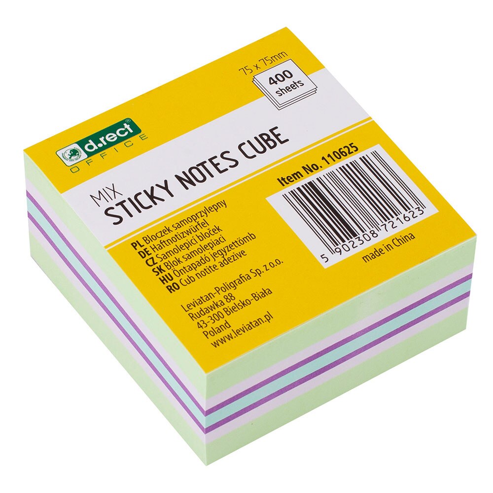 Notite auto-adezive D.rect Office, 75 x 75 mm, 400 file, mix fistic