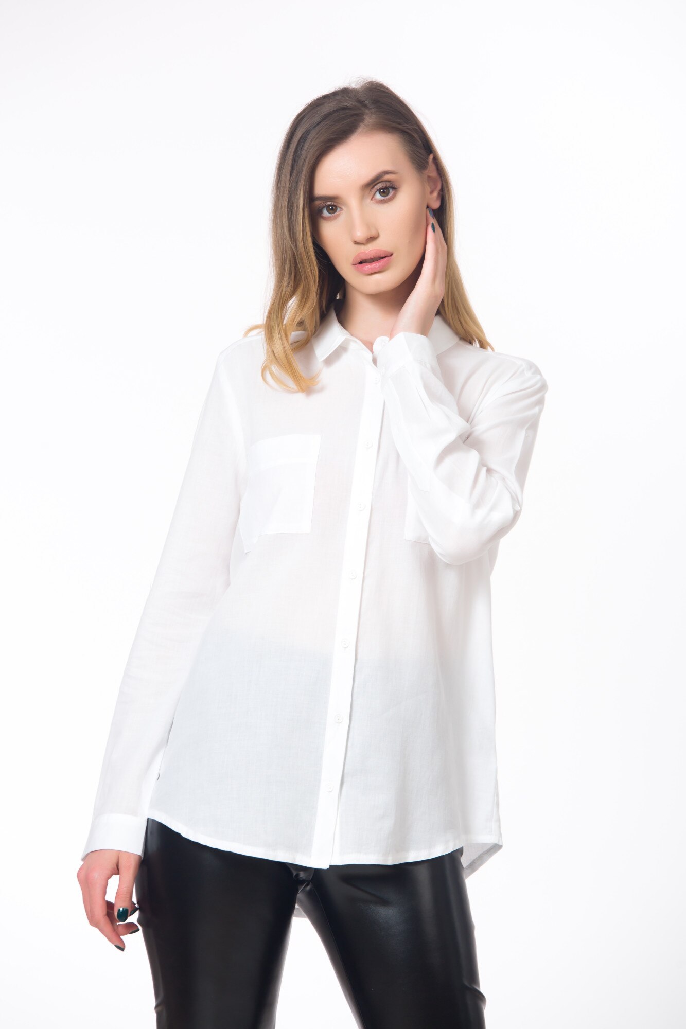 Camasa BE YOU cu dungi model clasic, Alb