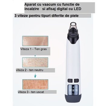 Aparat Profesional Puncte Negre ,Acnee si Grasime pentru toate tipurile de ten cu functia de incalzire si 3 trepte de viteza,afisaj LCD Aparat Profesional Puncte Negre ,Acnee si Grasime pentru toate tipurile de ten cu functia de incalzire si 3 trepte de viteza,afisaj LCD