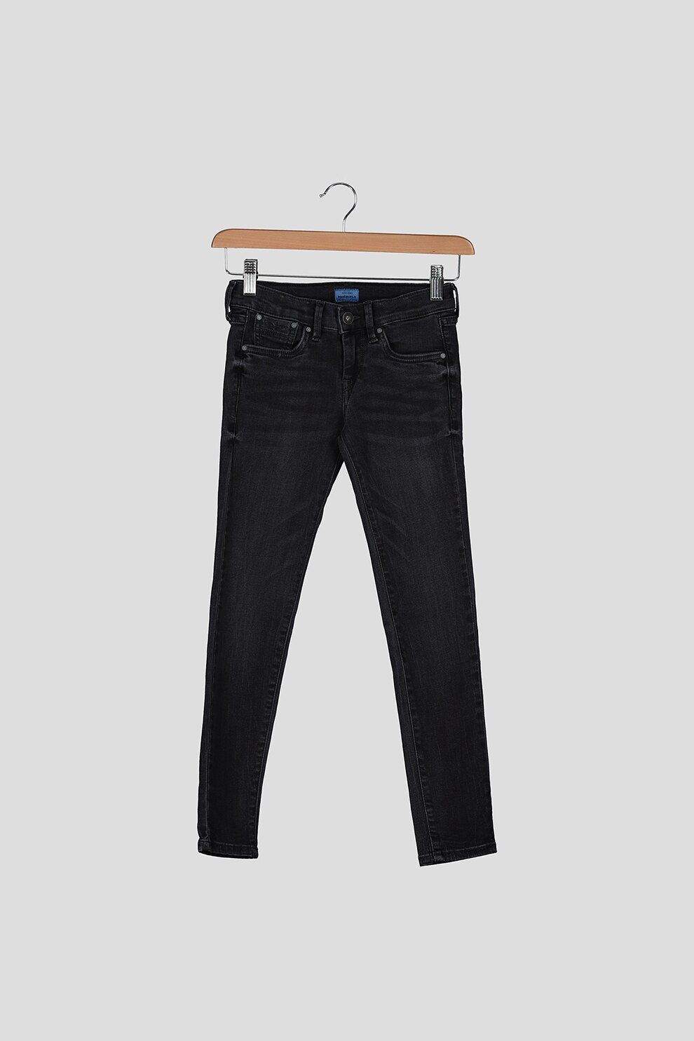 Pepe Jeans London, Blugi drepti cu aspect decolorat, Negru, 105 CM