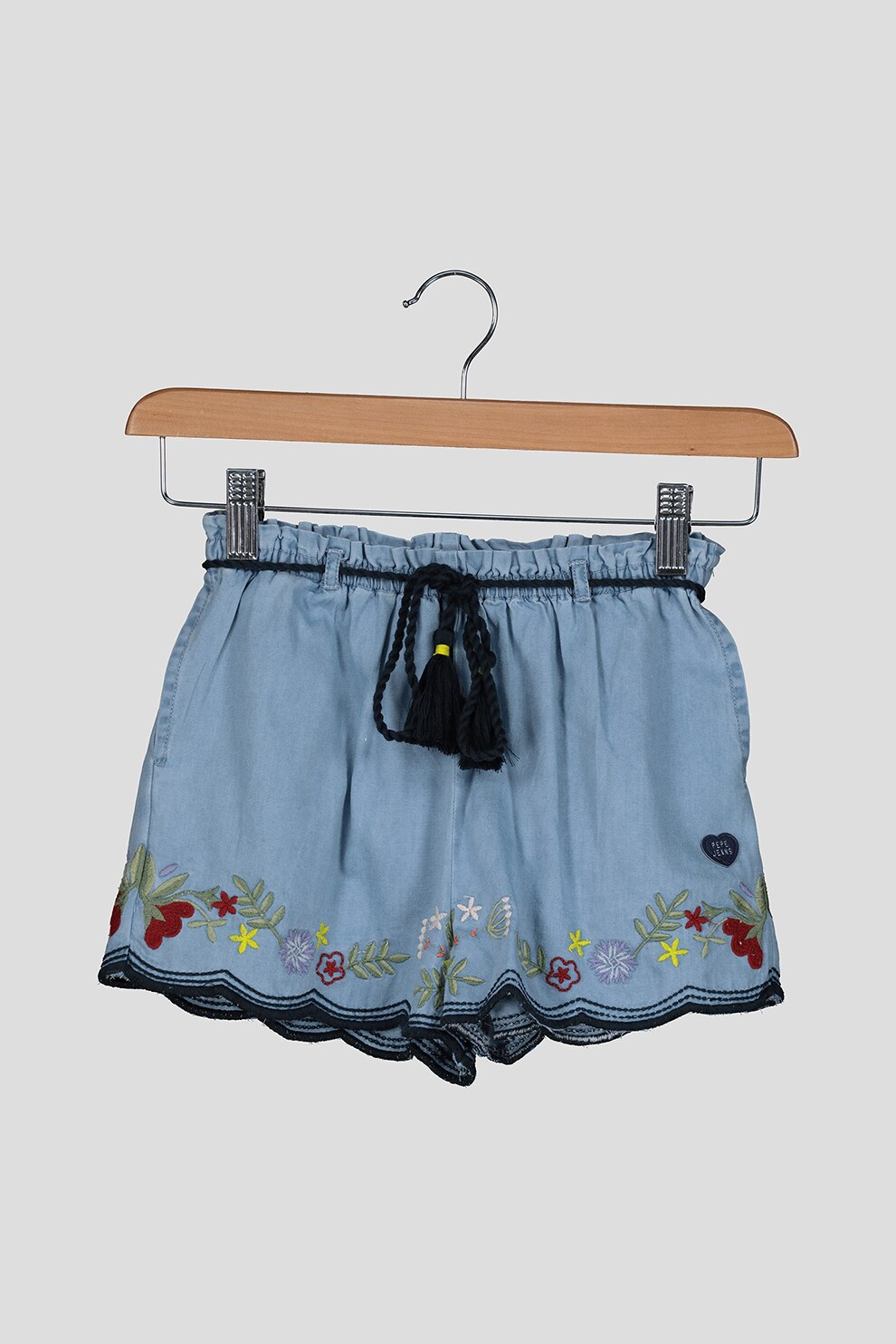 Pepe Jeans London, Pantaloni scurti de chambray cu terminatii valurite, Albastru deschis, 188 CM