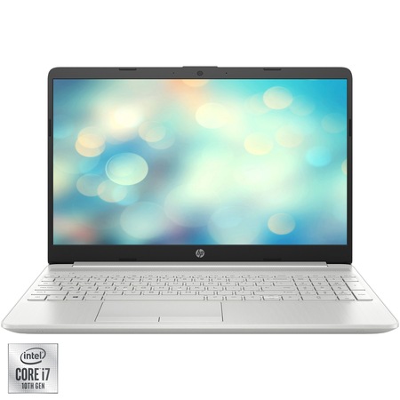 Laptop HP 15-dw2016nq cu procesor Intel Core i7-1065G7 pana la 3.90 GHz Ice Lake, 15.6", Full HD, IPS, 8GB, 512GB SSD, Nvidia MX330 2GB, FreeDOS, Natural Silver