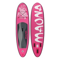 Set placa gonflabila Stand Up Paddle Board Maona, ECD Germany, 308 x 76 x 10 cm, roz, pana la 120 kg
