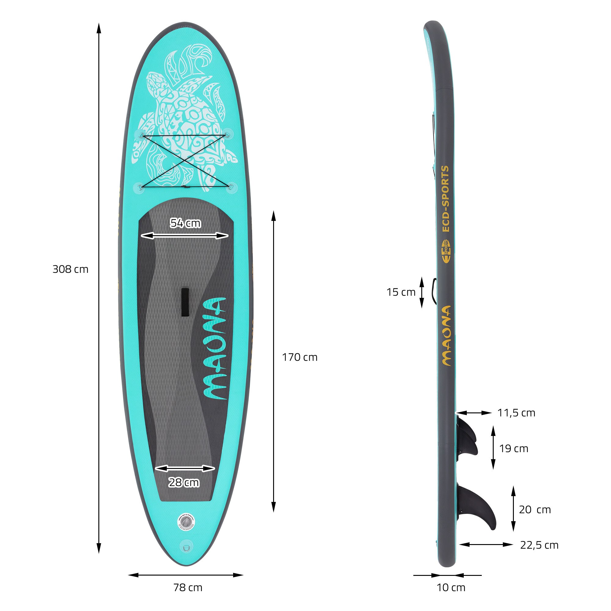 MAONAページ Set placa gonflabila Stand Up Paddle Board Maona, ECD Germany, 308