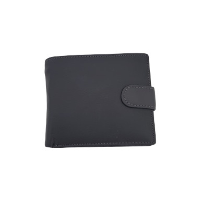 Мъжки портфейл, IVN, сив, 100% естествена кожа 12x2.5x10 см