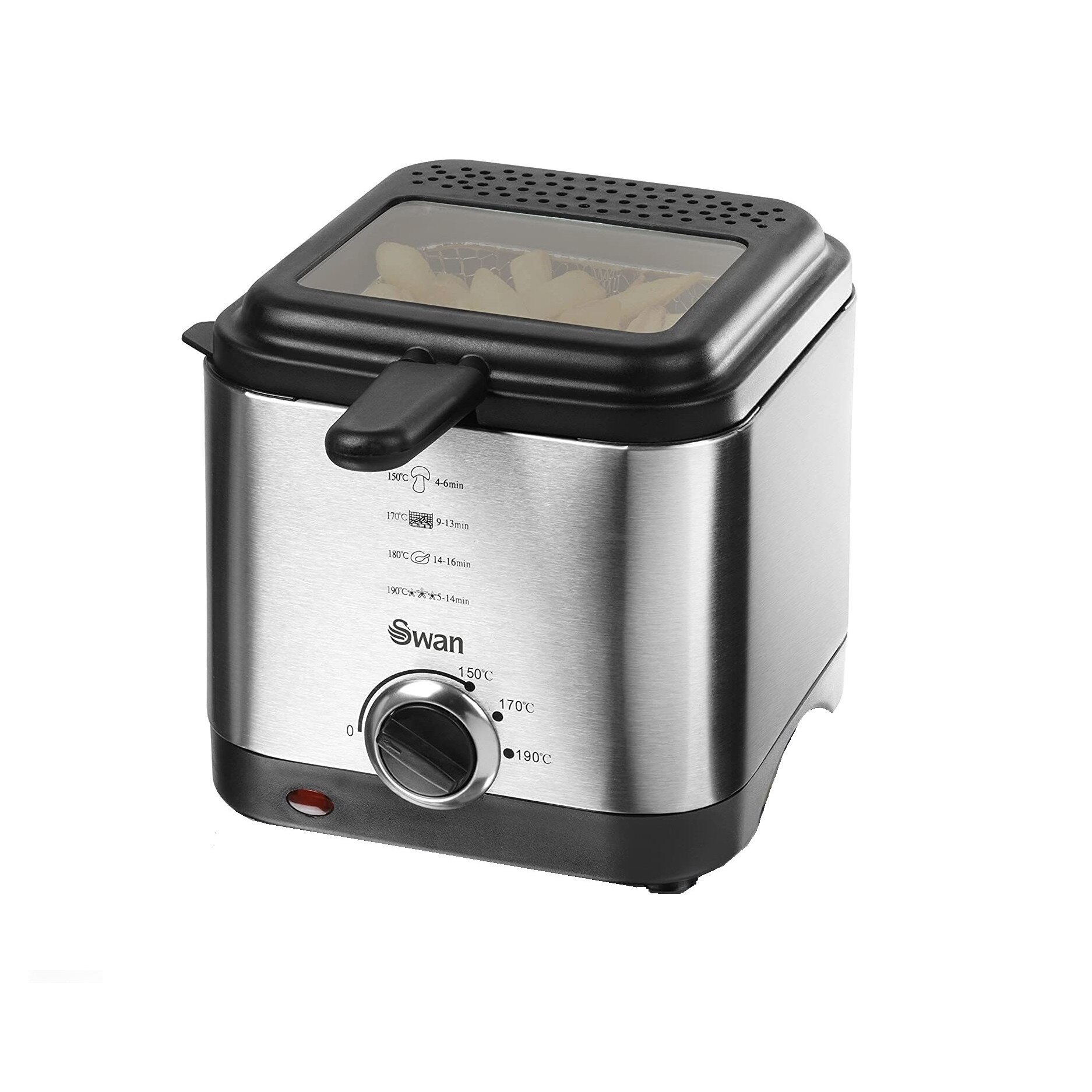 Friteuza Swan SD6060N, Putere 900 W, Inox, Fereastra vizionare, Capacitate 1.5 Litri