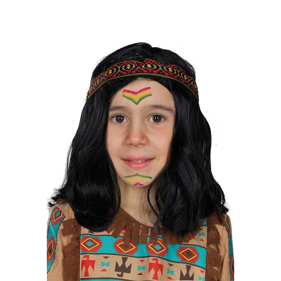Peruca indian copii, negru, marime unica