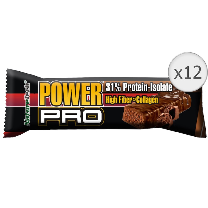 Baton energizant Power Pro 31% proteina, crema de ciocolata Nature Tech, 12 buc x 80g