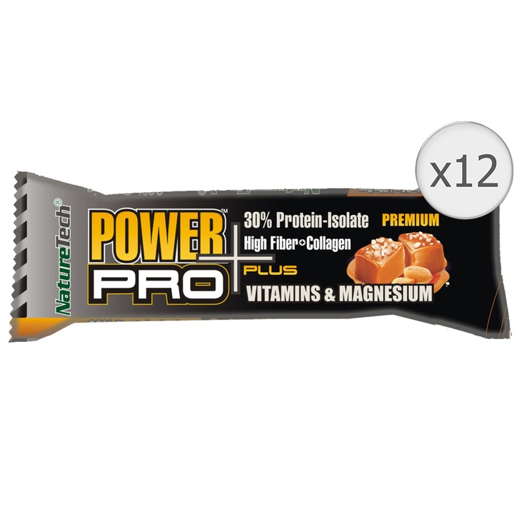 baton energizant power pro plus 30 proteina vitamine si magneziu cu caramel sarat si arahide nature tech 12 buc x 80g imagen 41_1_
6