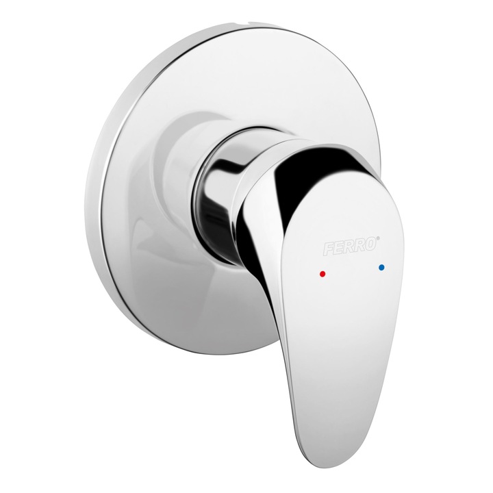 Смесител Ferro ONE, За вграждане, Без превключвател, Керамичен механизъм, Месинг, Хром покритие, С клик-клак изпразнител