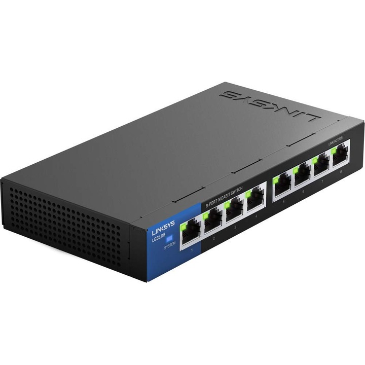 Мрежов суич Linksys LGS108-RTL, 8 порта, 10/100/1000 Mbps