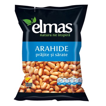 Arahide decojite prajite in ulei, cu sare Elmas 300g Arahide decojite prajite in ulei, cu sare Elmas 300g