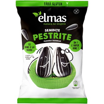 Seminte floarea soarelui pestrite coapte cu sare Elmas 200g Seminte floarea soarelui pestrite coapte cu sare Elmas 200g