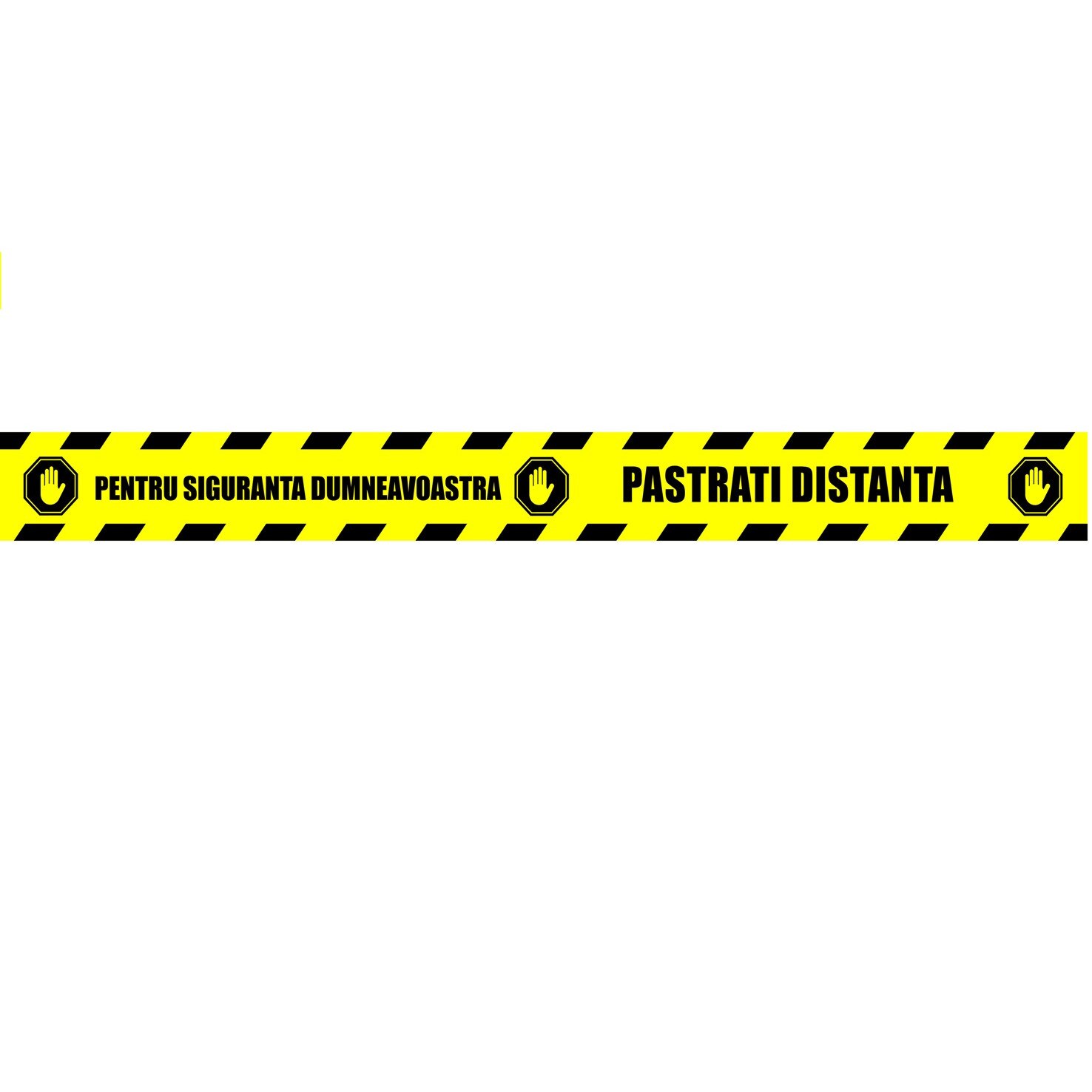 Stickere pentru Podea - Preventie Coronavirus - Pastrati Distanta - set 5 bucati - 100X10 cm