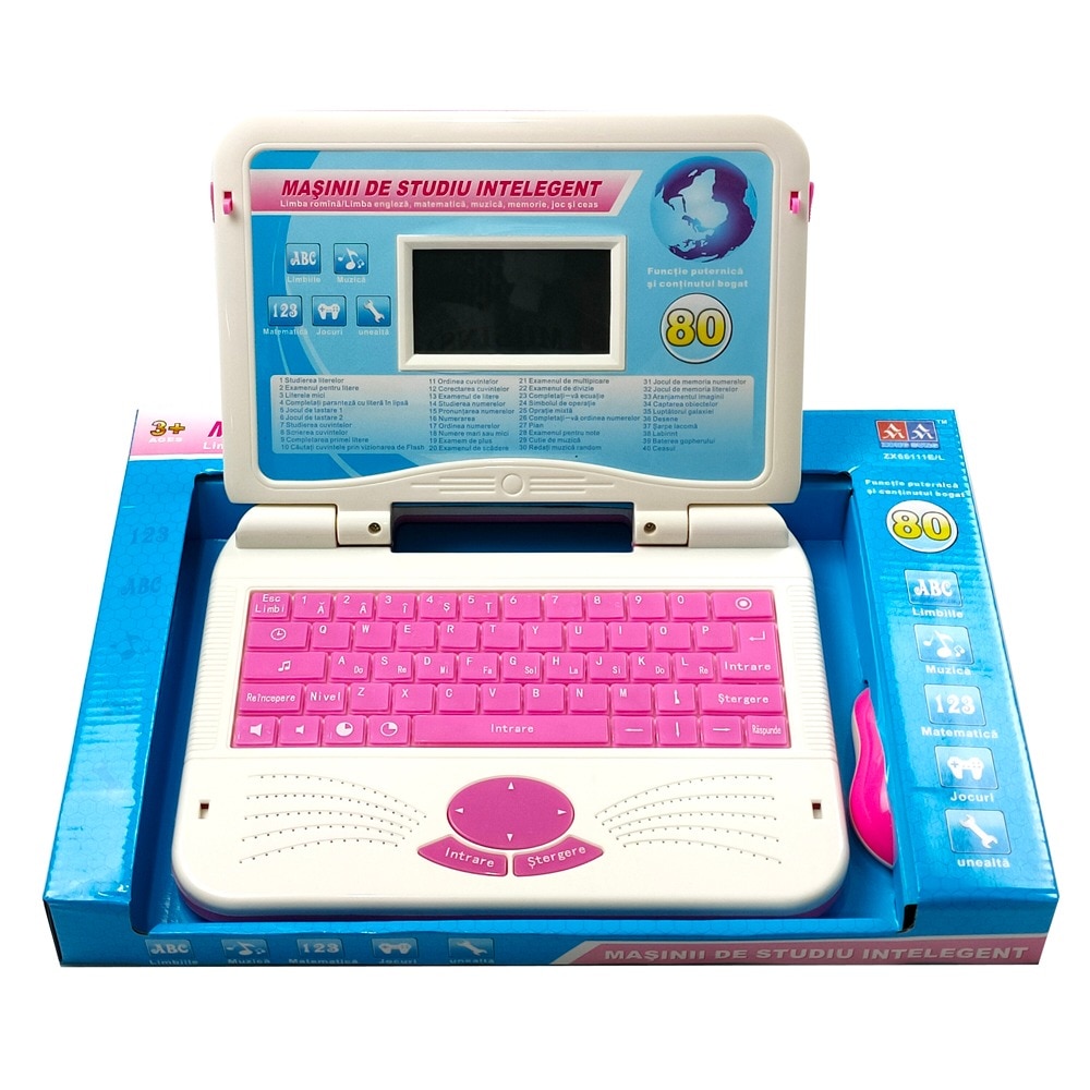 license Healthy food world Laptop interactiv pentru copii Primul meu calculator 80 functii  Engleza-Romana Roz - eMAG.ro