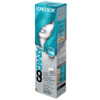 Crema de par coloranta semi-permanenta fara amoniac Loncolor GoCrazy T90 GoTurquoise, 100 ml Crema de par coloranta semi-permanenta fara amoniac Loncolor GoCrazy T90 GoTurquoise, 100 ml