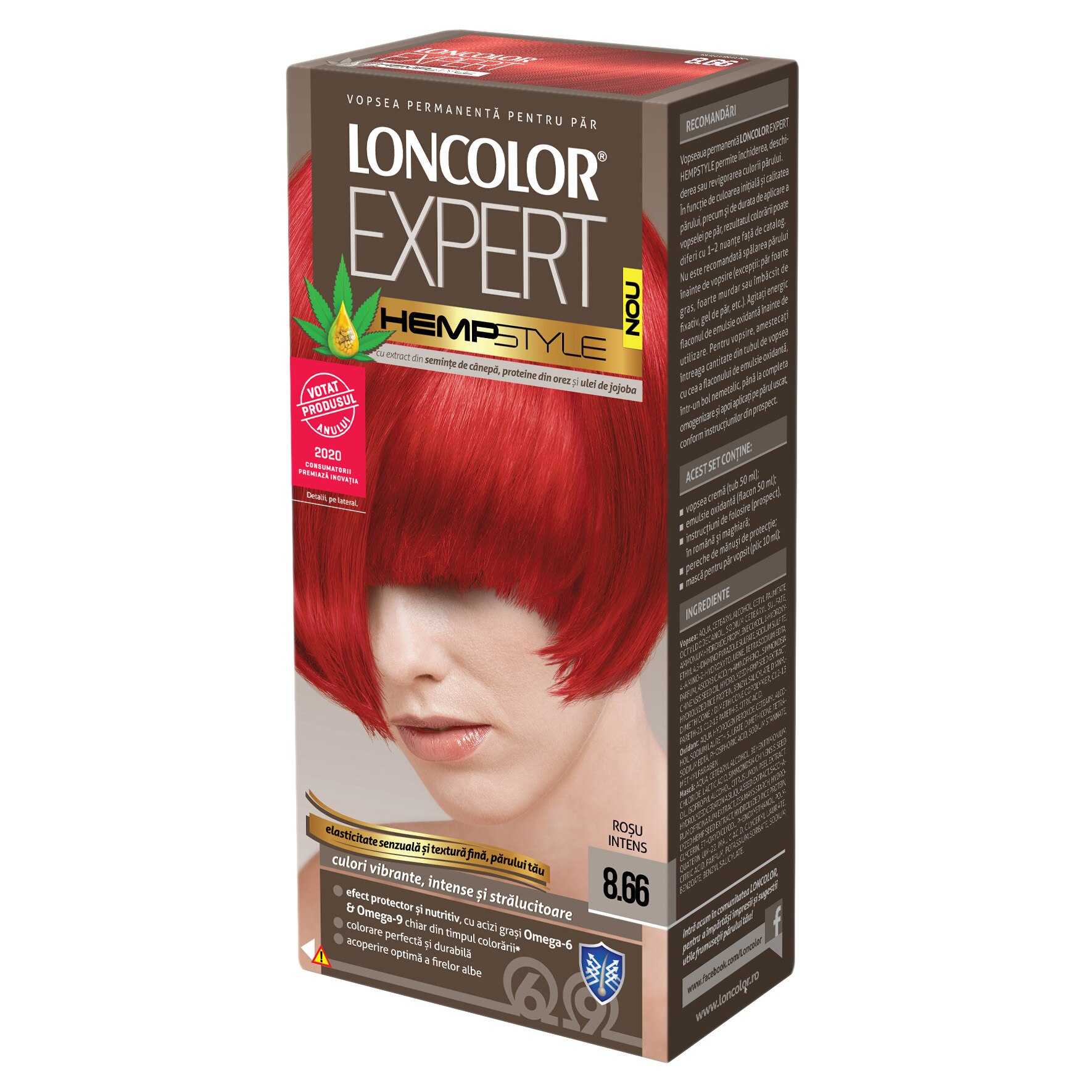 Vopsea de par permanenta Loncolor Expert Hempstyle 8.66 Rosu Intens, 100 ml