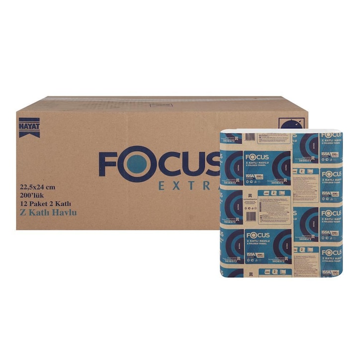 Prosoape de hartie pliate Z fold Focus Extra 2 straturi 200 bucati