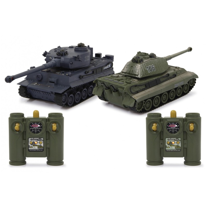 Set 2 tancuri Tiger, Infrarosu, Sunete, Lungime 27 cm, Scara 1:28, 2,4 GHz, 8+