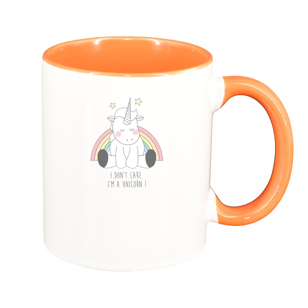 Cana I Don't Care - Unicorn, interior portocaliu, 330ml, D1430