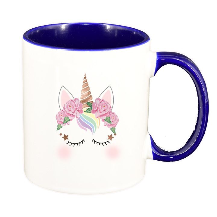 Unikornis bögre, sötétkék belsővel, 330ml, D1431