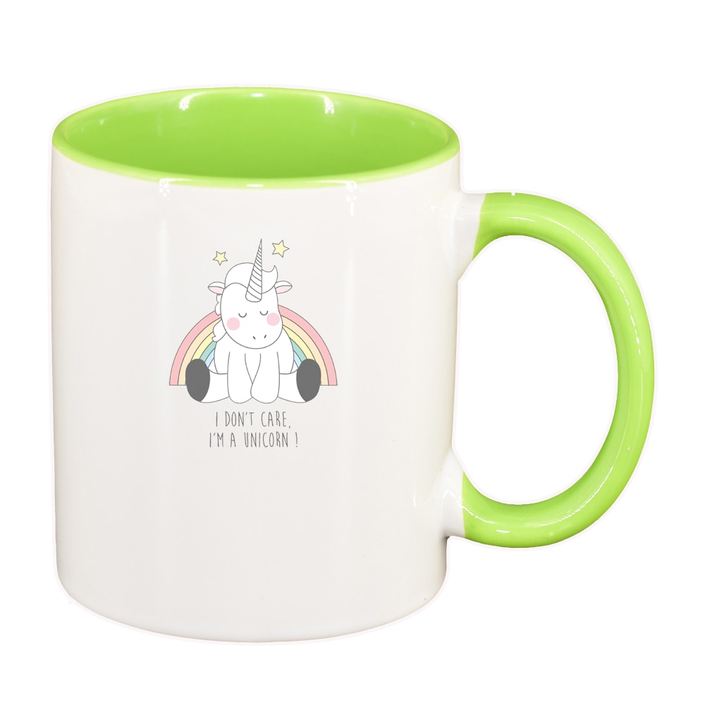 Cana I Don't Care - Unicorn, interior verde deschis, 330ml, D1430