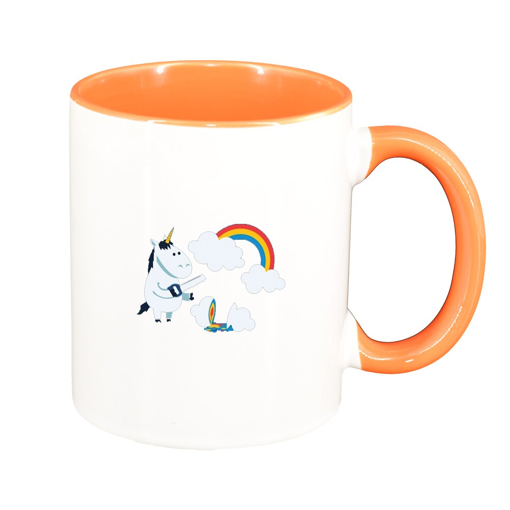 Cana Unicorn - Rainbow, interior portocaliu, 330ml, D1432