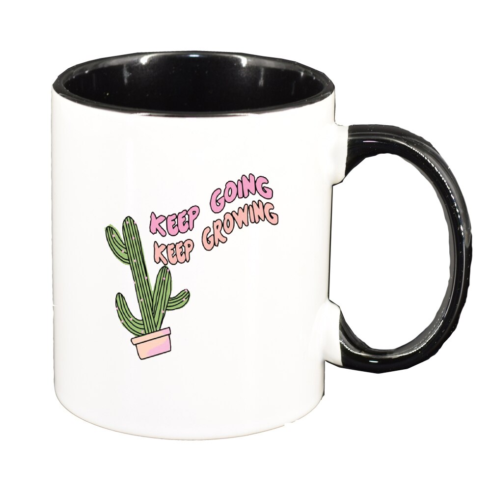 Cana cu mesaj Keep Going, interior negru, 330ml, D1424