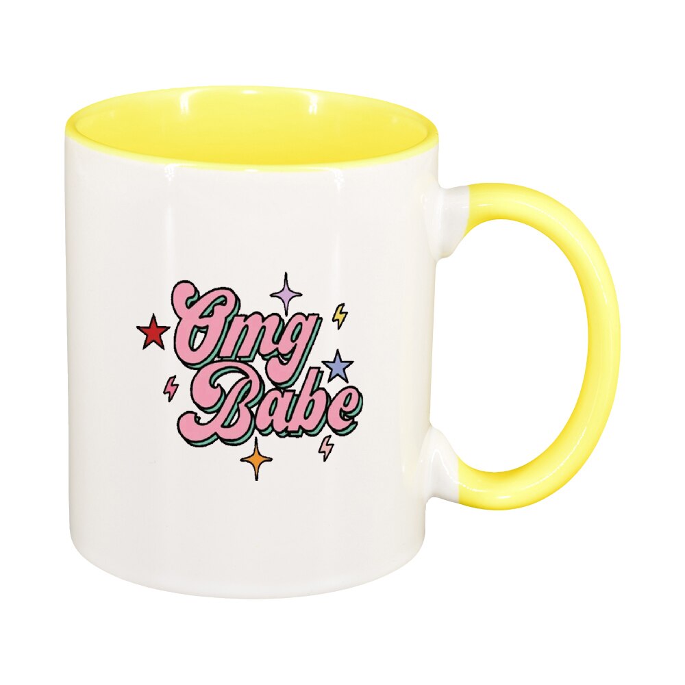 Cana cu mesaj OMG Babe, interior galben, 330ml, D1426