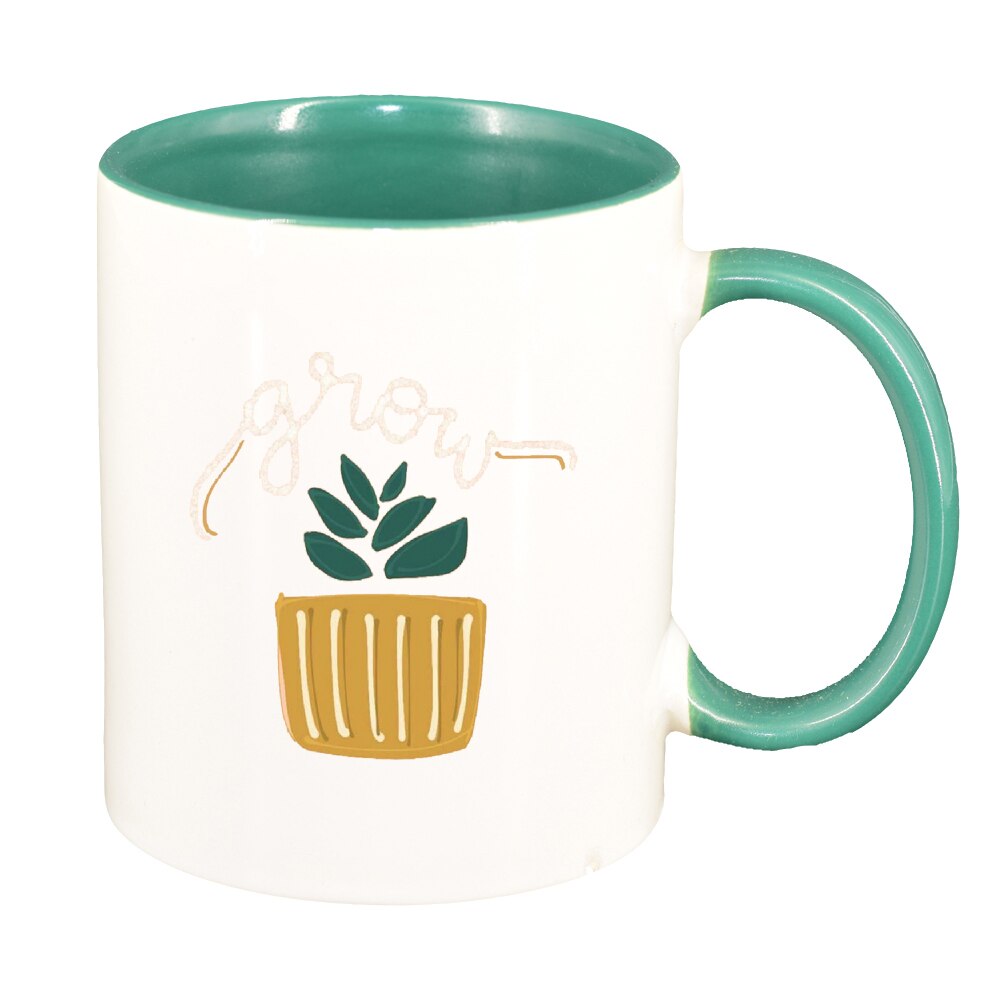 Cana cu mesaj Grow, interior verde, 330ml, D1428