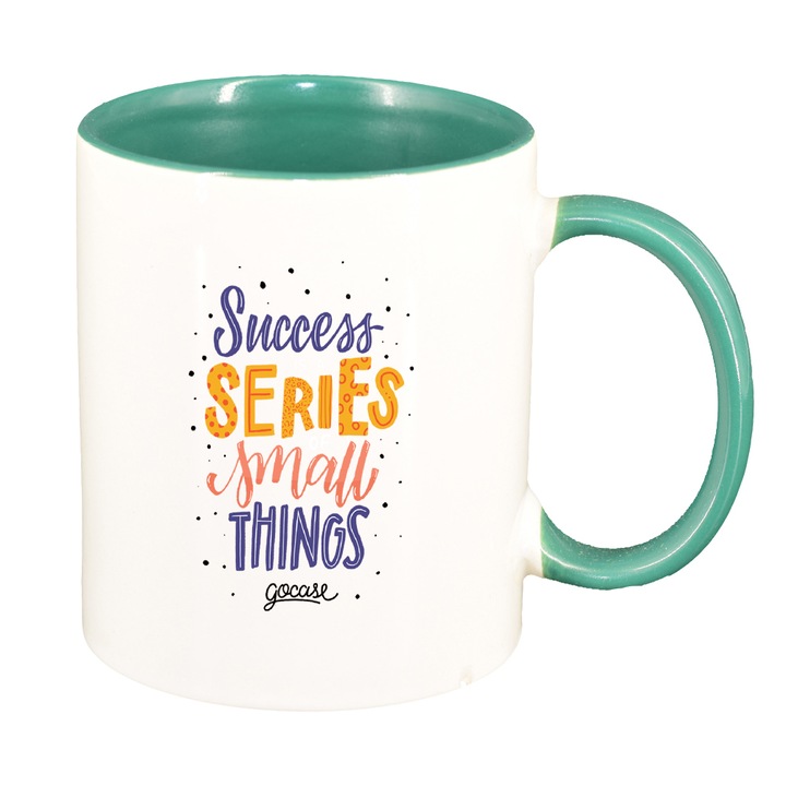 Cana cu mesaj Succes series, interior verde, 330ml, D1425